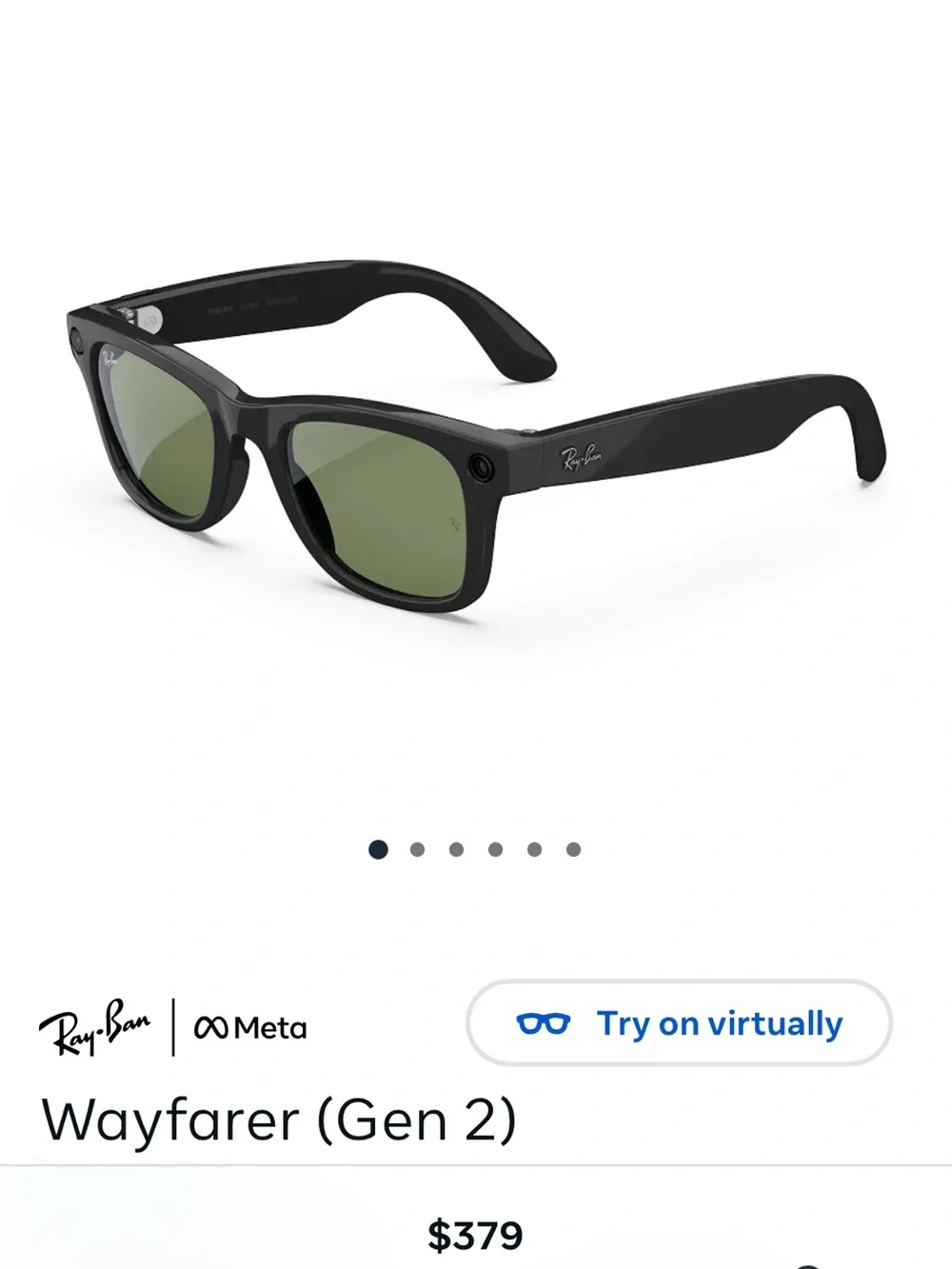 Ray-Ban meta gen 2  Black Frame Sunglasses with G15 Lenses